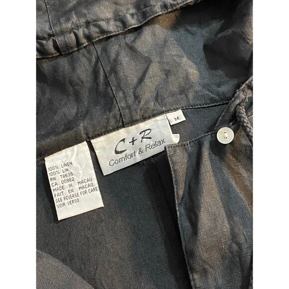 VTG C+R Comfort & Relax 100% Linen Black Topper Hood Medium Lagenlook Minimalist - Picture 5 of 6